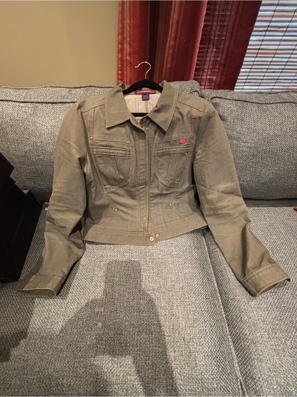 BCBGMaxAzria Olive Cropped Utility Jacket